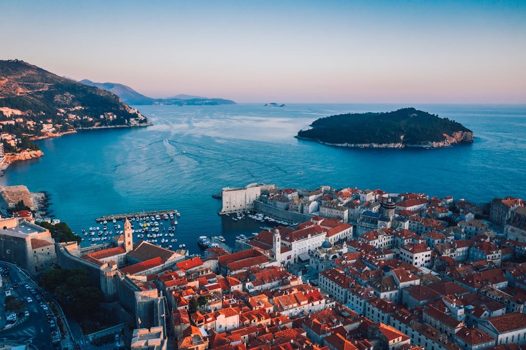 Breathtaking sunset over Dubrovnik's historic cityscape as part of your countries to visit in Europe